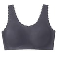 thumbnail image 4 of Fiaer Wireless Bra Seamless Comfort Everyday Bra for Women Breathable Seamless Bra with Scallop Edges Black XXL, 4 of 6
