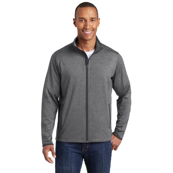 Sport-Tek ® Sport-Wick ® Stretch Contrast Full-Zip Jacket. St853 Xl Charcoal Grey Heather/ Charcoal Grey