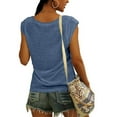 thumbnail image 3 of Womens Cap Sleeve Crop Tops Cotton T Shirts Crewneck Loose Fit Short Sleeves Tee Summer Fashion Clothes 2026 Blue XL, 3 of 5