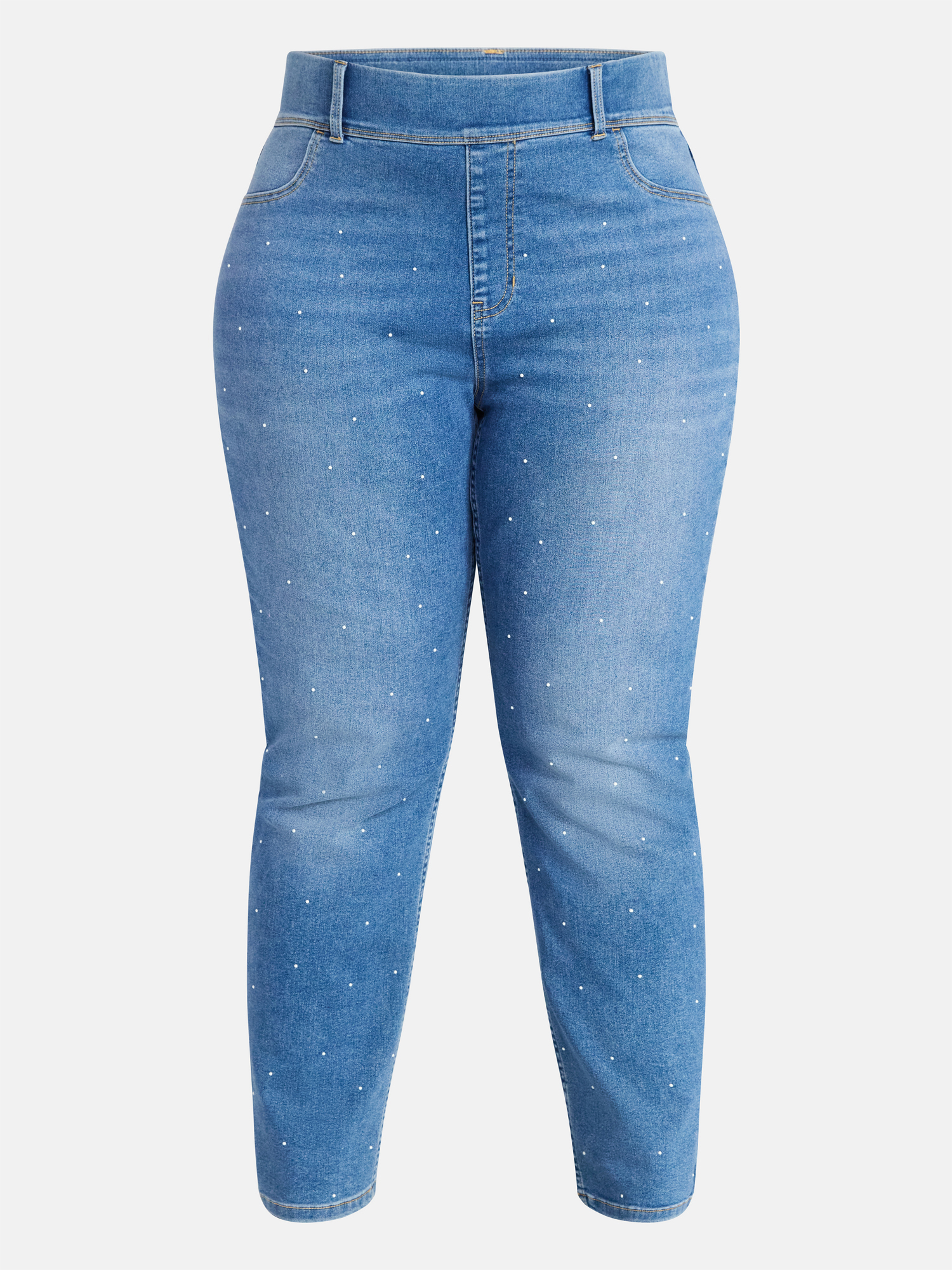 Terra & Sky Women's Plus High Rise Embellished Straight Leg Jegging, 29" Inseam, Sizes 0X-5X