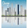 thumbnail image 3 of Chicago Skyline Queen Size Duvet Cover Set, Skyscrapers Lake Michigan Illinois Classic American Scenery Street, Decorative 3 Piece Bedding Set with 2 Pillow Shams, Baby Blue Pale Grey, by Ambesonne, 3 of 3