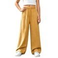 thumbnail image 6 of MLCDZ Linen Pants for Girls Summer Lightweight School Uniform Pants Kids Baggy Elastic Waist Wide Leg Trousers with Pockets Lightweight Daily School Pants, 6 of 7