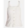 thumbnail image 6 of Time and Tru Women's Linen Blend Button Front Tank Top with Adjustable Straps, Sizes XS-XXXL, 6 of 6