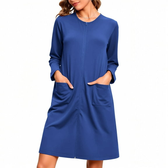 Caywon Women's Homewear Relaxed Loose Long Sleeve Pajama Robe Nightgown Comfortable Home Wear with Oversized Fit for Indoor Wear