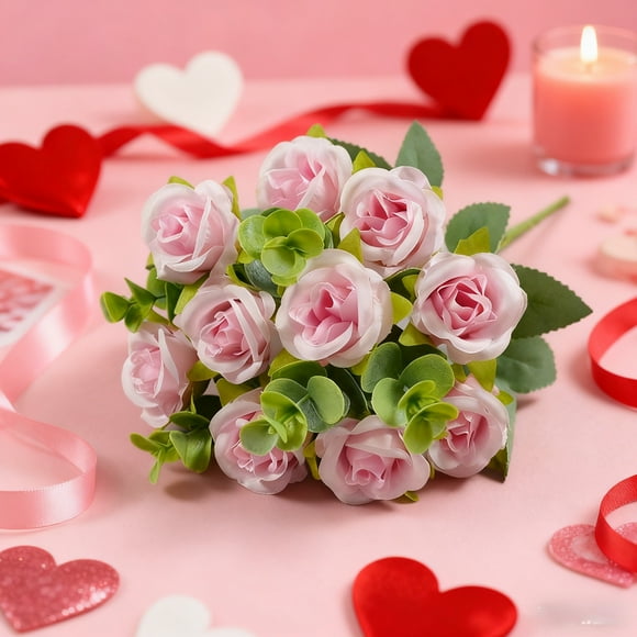 Bouquet de Fleurs Artificielles - Composition Florale Décorative Polyvalente, Pétales en Plastique Réaliste, Décoration de Mariage et, Violet, JKODE