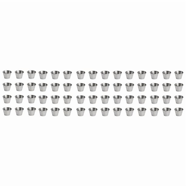 Paquete de 60 Tazas de Salsa de Condimento de Acero Inoxidable, Tazas de Salsa de Inmersión de Comercial, Tazas de Condimento Ramekin Tazas de Porciones