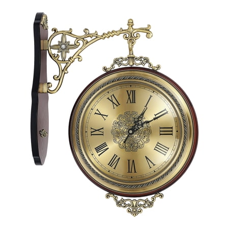 ChicHomey Double-Sided Wall Clock - Vintage Style,12-Inch Dial,Silent Movement,360° Rotation Dual-Sided Display, for Bedrooms, Living Rooms, Offices, Hotels and Cafes