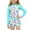 Mint Green, variant on Girls 2 Piece Swimsuit Long Sleeve Crew Neck Tops Elastic Waist Shorts Cute Print Modest Bathing Suit (14-15Years, Mint Green)