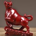 thumbnail image 1 of Ebony wood carved ox ornament, solid wood zodiac ox, symbolizing prosperity and good fortune, a craft item for home use, living room, or office decoration., 1 of 4