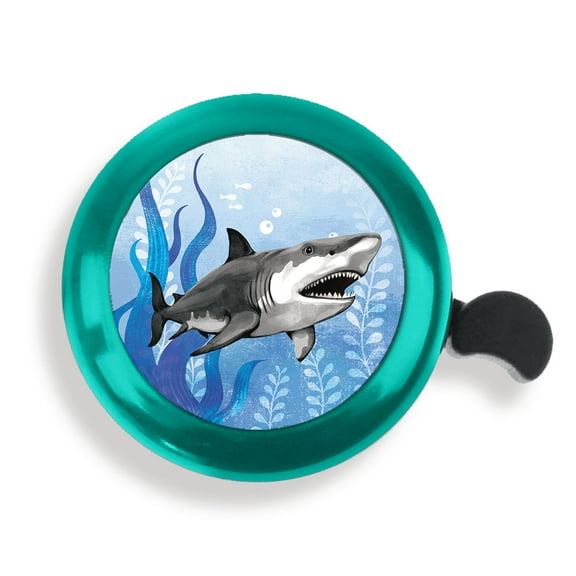 WIRESTER Green Bicycle Bell Aluminum Alloy Mini Bike Bell With Ring Horn Accessories for Adults Men Women Kids Girls and Boys -Great White Shark Underwater