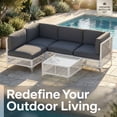 thumbnail image 3 of LAZZO 5-Piece Patio Furniture Set, Outdoor Wicker Conversation Set with Thick Cushions & Coffee Table for Backyard and Garden, Gray, 3 of 10