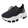 thumbnail image 2 of BONIXOOM Platform Sneakers for Women Womens Shoes Lace-Ups Running Lace-Up Casual Shoes Black 2024 Summer Clearance Size 7.5, 2 of 5