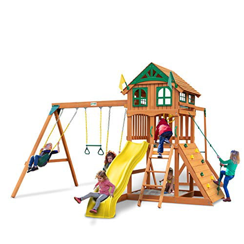 Gorilla Playsets 01 1069 Y Outing Wood, Sun Palace Ii Wooden Playset With Monkey Bars