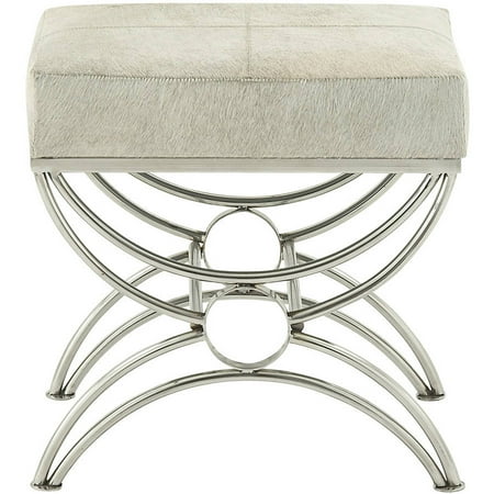 Decmode Stainless Steel Leather Hide Stool, Multi Color