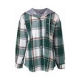 thumbnail image 6 of Women'S Casual Jacket Plaid Long Sleeve Shacket Fleece Lined Hooded Jackets Warm Coat Green 4XL, 6 of 9