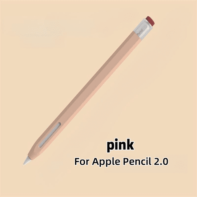 Pencil Case iPad Tablet Touch Stylus Pen Solid Colour Silicone Cover for Apple Pencil 1st or 2nd Generation New Pencil (USB-C) Pencil 2 Pink