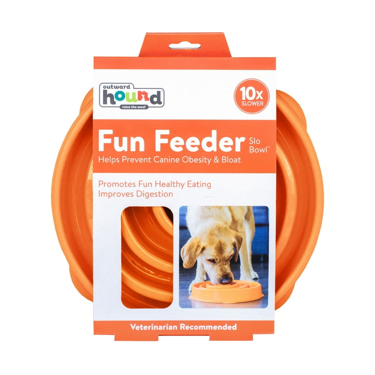 Outward Hound Fun Feeder Slo Bowl, Slow Feeder Dog Bowl, Large/Regular,  Orange