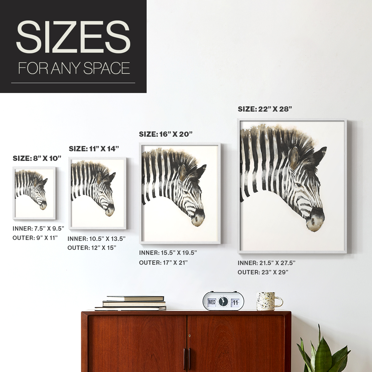 Zebra Stripes Framed Print - Solid Wood in Single Picture Frame Solid Wood 2 Framed Print