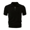 thumbnail image 4 of USNSM Men's Quarter Zip Shirts Short Sleeve Casual Ribbed Knitted Golf Shirt Solid Color Summer Beach Slim Fit Tops Black XXL, 4 of 9