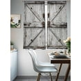 thumbnail image 4 of Vintage Gate Sheer Curtains 63 Inch Length 2 Panels Set Window Treatments, Farmhouse Wooden Grain Shabby Chic Door Rod Pocket Semi Curtains for Living Room/Bedroom/Kitchen Décor, 104"W x 63"L, 4 of 7