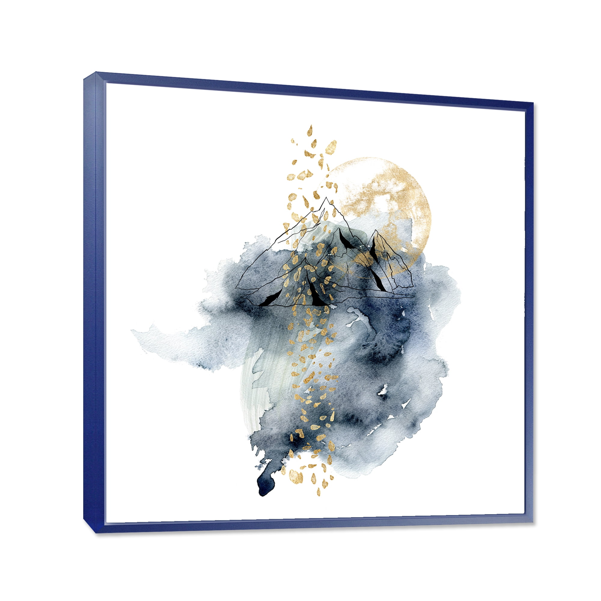Designart 'Minimalistic Landscape of Moon With Mountains' Modern Framed Canvas Wall Art Print