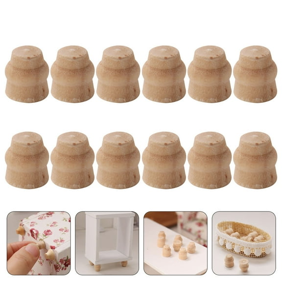 Sparsain 12pcs Mini Wooden Table Legs for Mini House,Mini House Scene Layout Props,Mini Table Legs