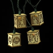 10-Count Brown Cut-Out Lanterns Novelty Christmas Light Set, 9ft Green Wire