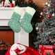 thumbnail image 5 of mfyjkho Bolsa de calcetín navideño, media de tela para decoración navideña, 45 x 26 cm, verde, morado y rosa, ideal para dulces, decoración de fiesta, juego de 3, 5 of 7