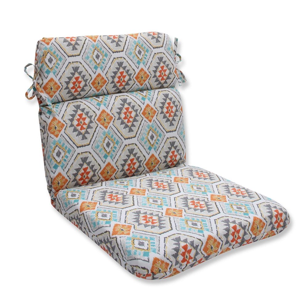 40.5" Blue and Orange Southwest Oasis Outdoor Patio Rounded Chair