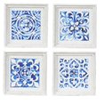 thumbnail image 1 of Set Of 4 Framed White And Blue Patterns Wall Decor, 1 of 1
