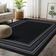 thumbnail image 2 of Beverly Rug Indoor Bordered Area Rugs, Non Slip Rubber Backing Modern Living Room, Black, 5'x7', 2 of 11