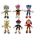 thumbnail image 1 of Sonic Toys, 6 piezas Sonic Plush 7.9 "Figuras de animales de peluche Ventosa Personajes Sonic clásicos Peluche Sonic Hedgehog Tails Knuckles Shadow Tomy Amy Soft Doll Cumpleaños para niños Sonic Toys Rojo Verde, 1 of 7