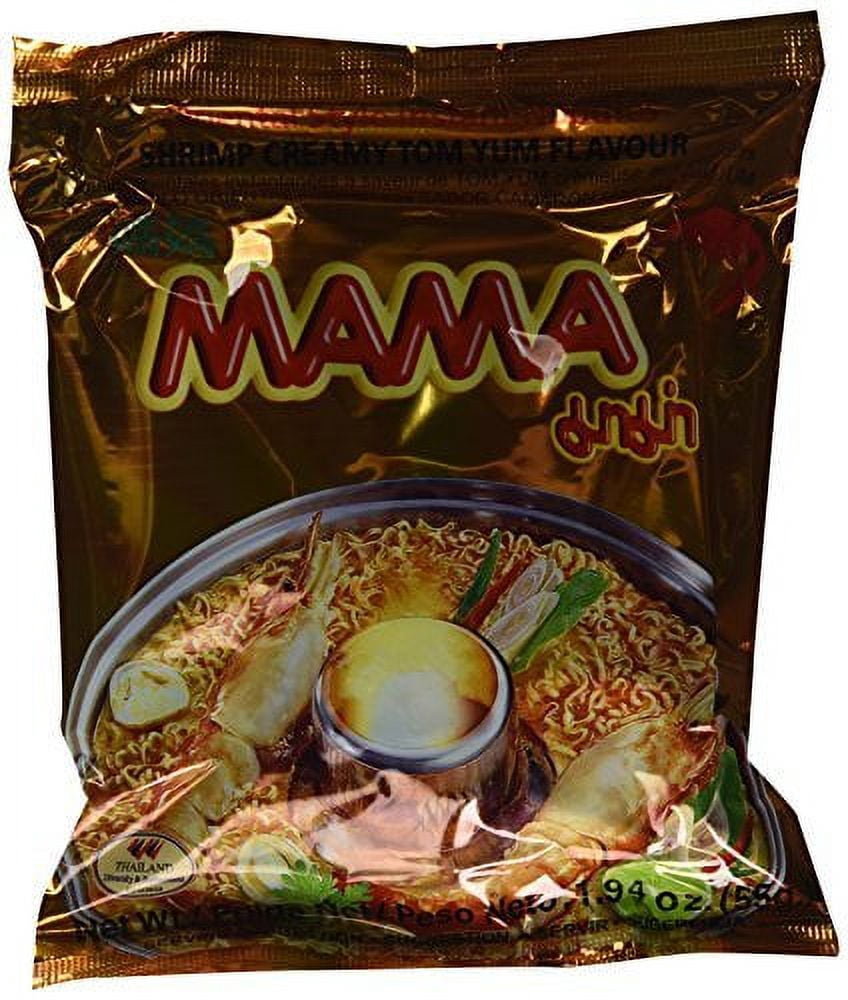 NineChef Bundle - 30BAGS MAMA INSTANT NOODLES SHRIMP CREAMY TOM YUM FLAVOUR + 2 NineChef Brand Long Handle Spoon (Golden Heart andn Deer Head)