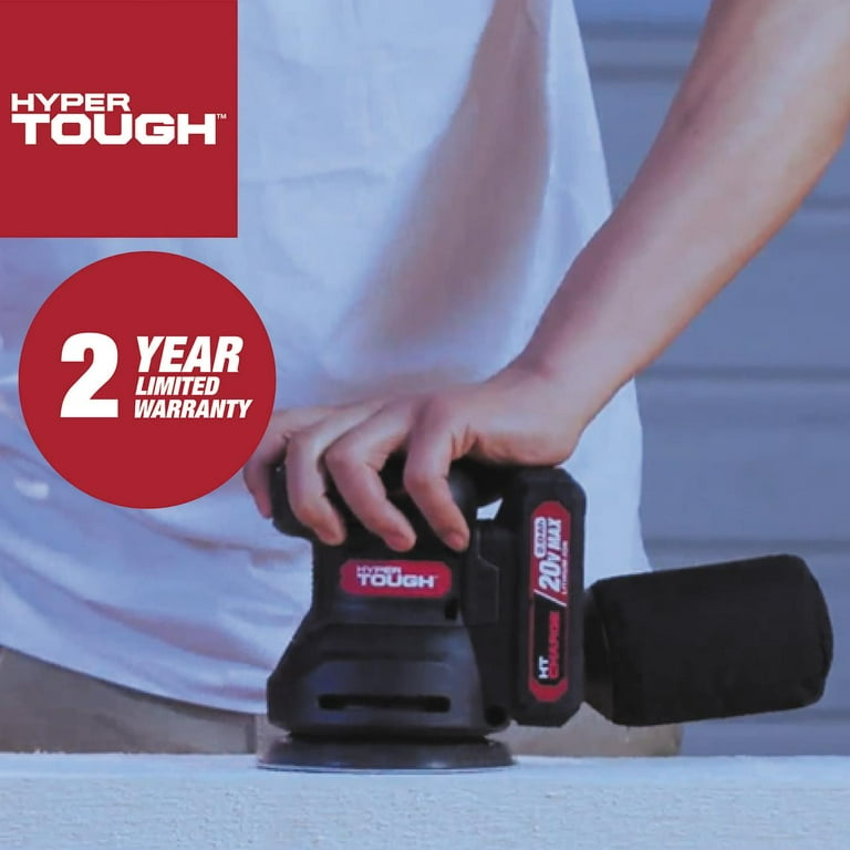 Hyper Tough 20V 2.0Ah Battery Powered 5 inch Cordless Random Orbital Sander 6604.3 Walmart