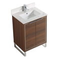 thumbnail image 3 of Fine Fixtures Opulence Collection 24 in. W x 18 in. D x 33 in. H Bathroom Vanity in Walnut Ebony with White Carrara Sintered Stone Sink - Chrome hardware, 3 of 8