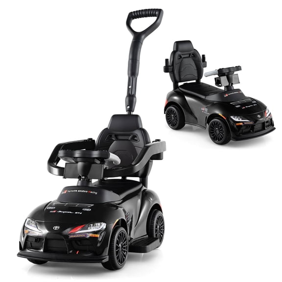 Costway Toyota Licensed Ride on Push Car with Parent-Control Handle Music Safety Guardrail Black