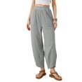 thumbnail image 3 of Womens Baggy Wide Leg Pants Casual Elastic Waisted Palazzo Harem Pants with Pockets Light Grey XL, 3 of 9