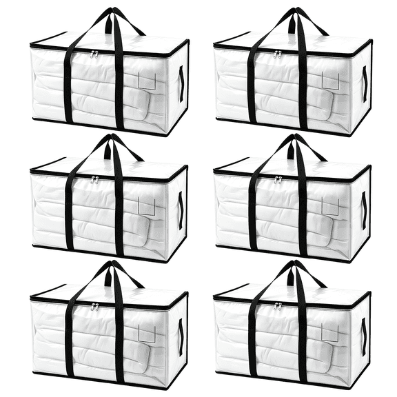 6 Pack Heavy Duty Moving Bags, Extra Large Clear Storage Bags with Zipper & Handles, Waterproof Reusable Organizers for Clothes, Bedding, Travel