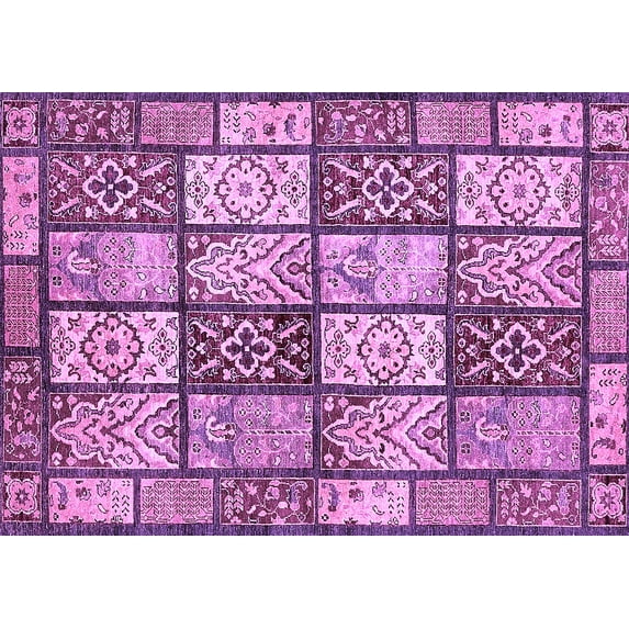Ahgly Company Indoor Rectangle Abstract Purple Modern Area Rugs, 7' x 10'