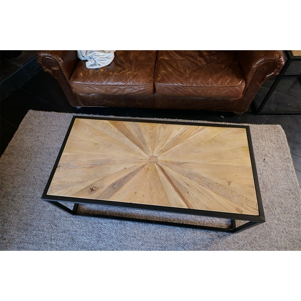 Modern & Industrial Style Solid Wood Coffee Table,Rustic Living Room