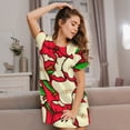 thumbnail image 3 of Honeii red Fruit Print Women's Loose Short Sleeve Nightgown, Soft Cotton Sleepwear, Comfy Loose Fit Pajama Dress for Sleep and Lounge, 3 of 6