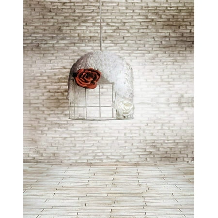 Image of ABPHOTO Polyester Brick Wall House Red Rose Flowers Photography Backdrops Photo Props Studio Background 5x7ft