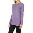 thumbnail image 4 of Zenana Women & Plus Basic Round Crew Neck Long Sleeve Stretch Cotton Spandex T-Shirts, 4 of 4