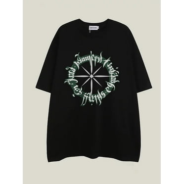 2025 new summer graffiti letter printed short-sleeved men's and women's summer round neck loose national fashion casual T-shirt