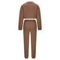 thumbnail image 5 of YUGYXL Sweatsuits for Women 2 Piece Set Soft Comfy Solid Color Thin Fleece Outfits Casual Crewneck Waist Drawstring Sweatshirt and Stretch Sweatpants Today Sales Coffee,XL, 5 of 7