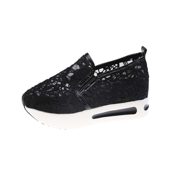 Amzcrzy Zapatos de mujer,Zapatos de mujer,Zapatillas de mujer, Zapatos casuales de caña baja con encaje de malla para mujer, con tacón grueso y cómodos. Sandalias Mujer Zapatillas De Casa