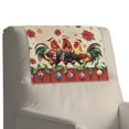 thumbnail image 7 of TSOVTHRID Christmas Rooster Poinsettia Print Sofa Headrest Cover Non Slip Headrest Protector for Recline Chair PU Leather Head Protector Cover for Living Room Christmas Decor,17x27in, 2 Pieces, 7 of 7