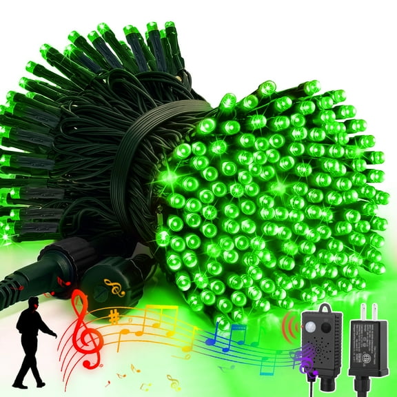 LAMPHOME 33ft Music Christmas Mini Lights (Green Wire),100 LED Fairy Starry String Light Plug in for Indoor Outdoor Xmas Tree Wedding Party Decoration (Green)