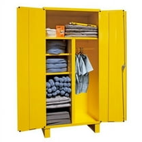 Durham 3501-HDL-50 14 Gauge Spill Control Lockable Cabinet with 1 Fixed Shelf & 4 Adjustable Shelves & Recessed Door Style, Gray - 36 in.