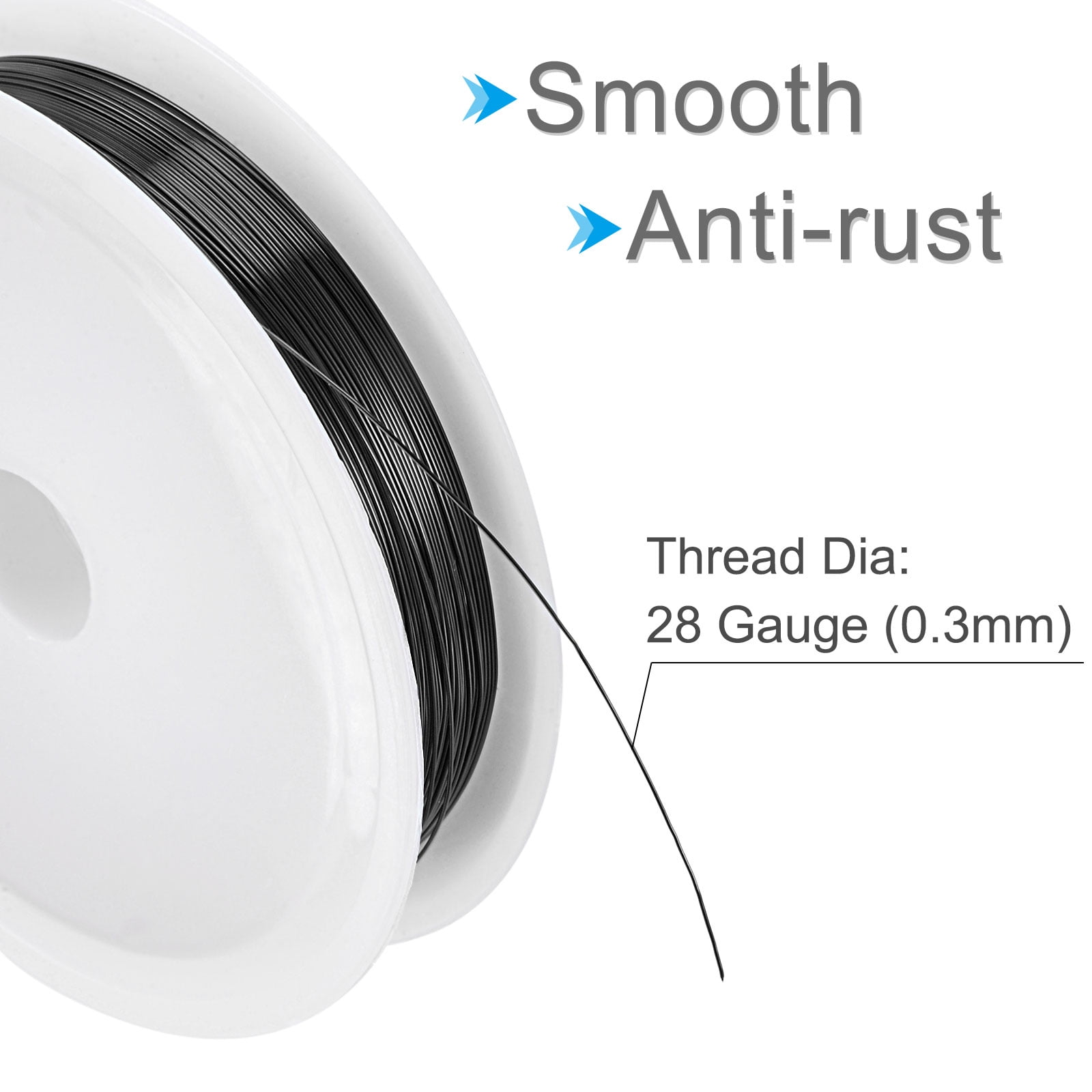 Unique Bargains Durable Copper Wire Resistant Beading Wires for Crafting and DIY Projects Black 15m